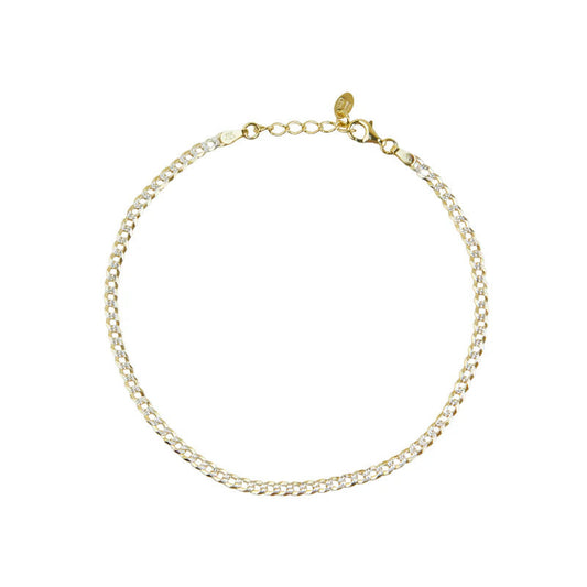 ARGENTO VIVO THE TWO TONE PAVE CURB CHAIN ANKLET