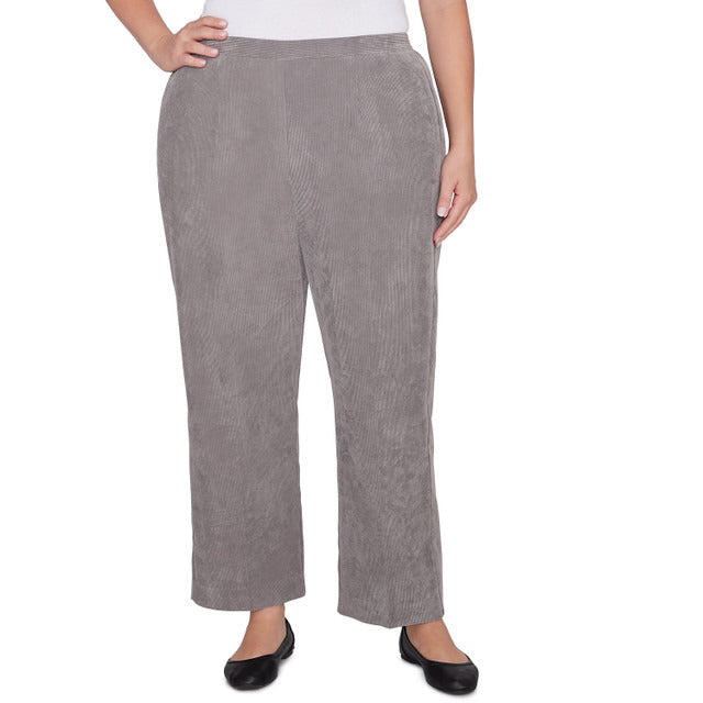 Alfred Dunner Women's Copenhagen Corduroy Short Length Pant - GRAPHITE