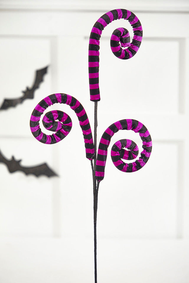 Decorator's Warehouse 28" Stripe Purple and Black Curly Spray