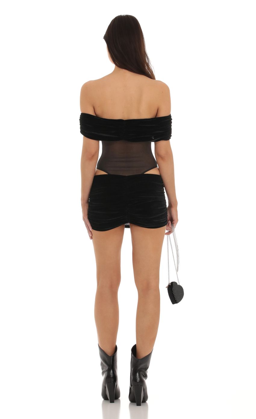 Lucy In The Sky Velvet Off Shoulder Two Piece Set in Black