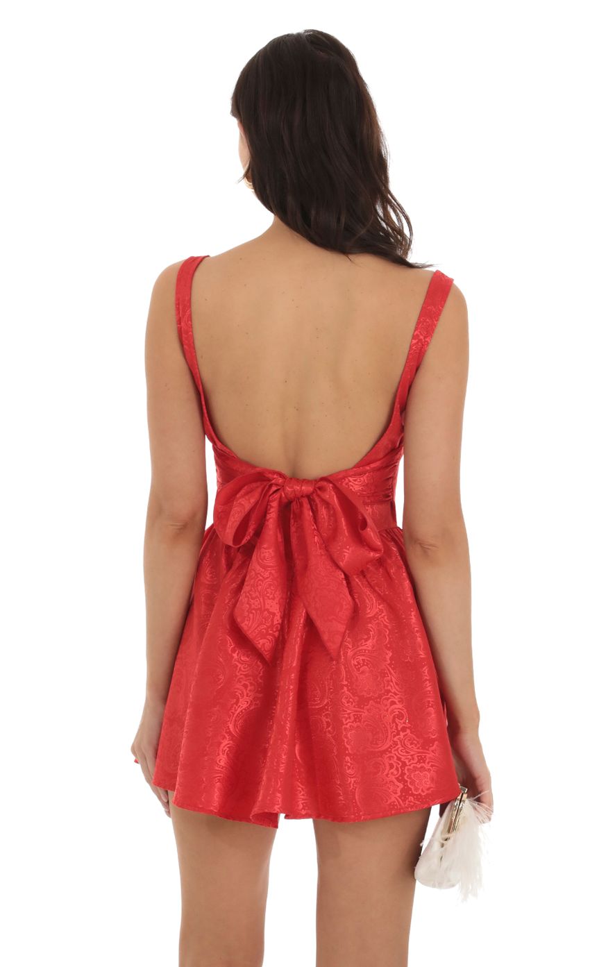 Lucy In The Sky Jacquard Mini Dress in Red