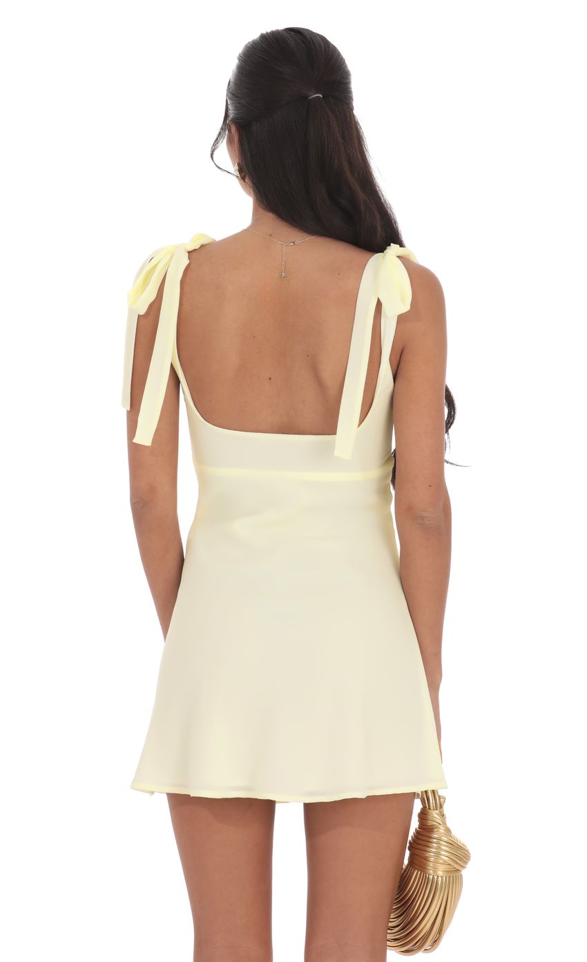 Lucy In The Sky Starfish Cutout Satin Dress in Pastel Yellow