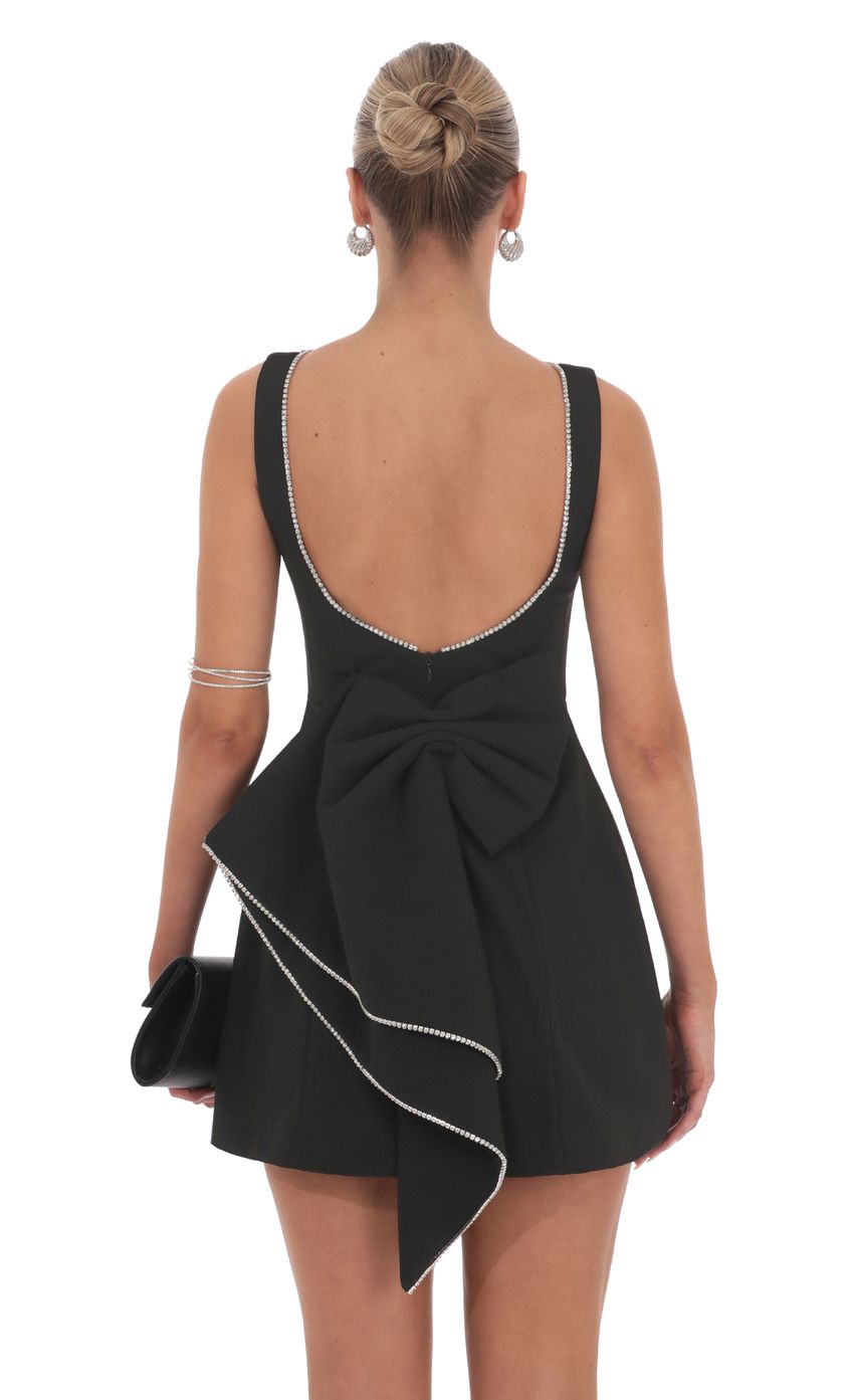 Lucy In The Sky Attachable Rhinestone Fishtail Dress in Black