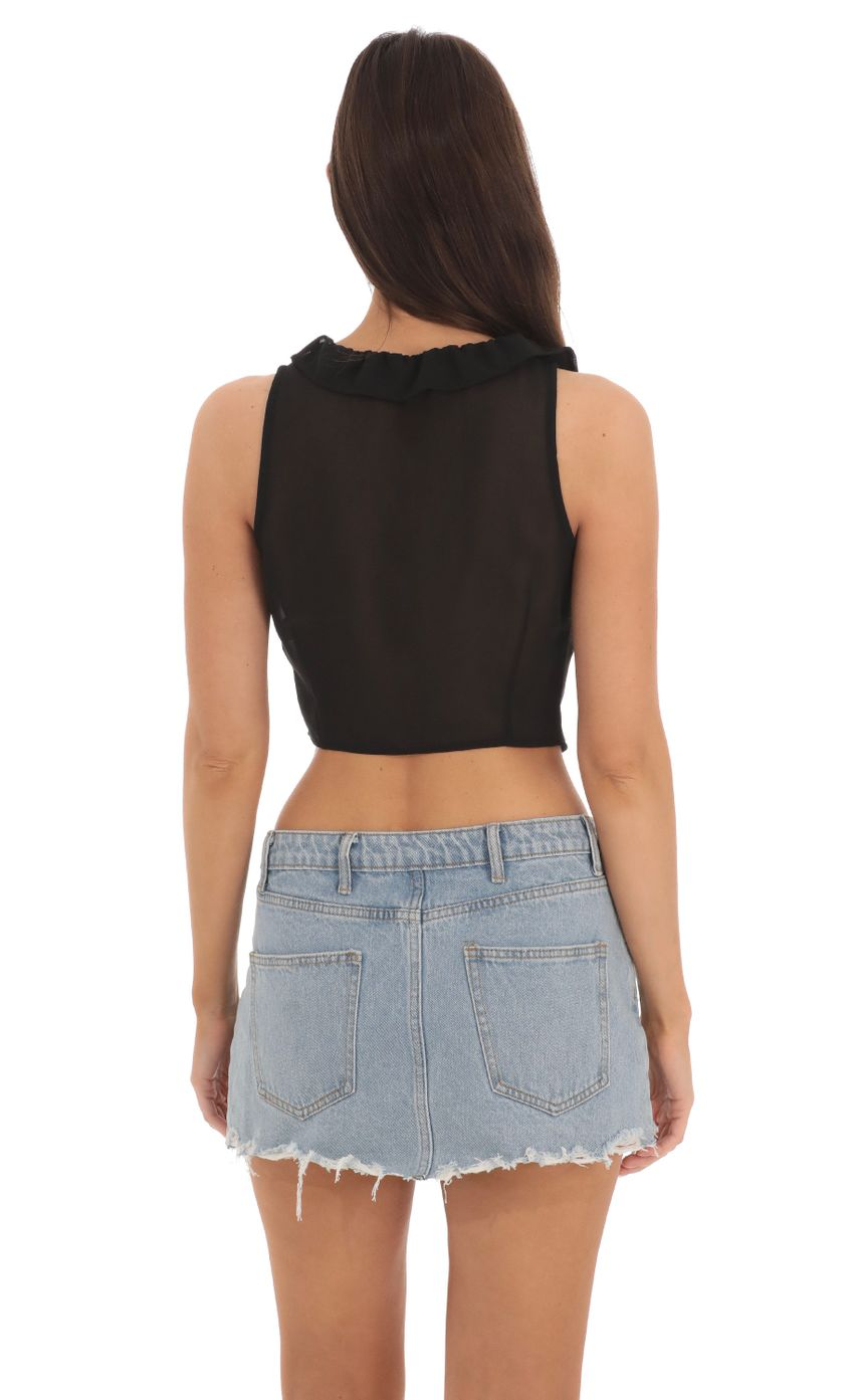 Lucy in the Sky Sheer Chiffon Top in Black