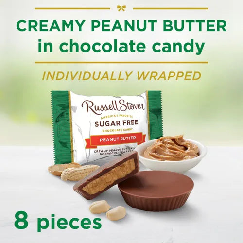 Russell Stover Chocolates Sugar Free Peanut Butter Cup Mini Chocolate Candies, 4.7 oz bag