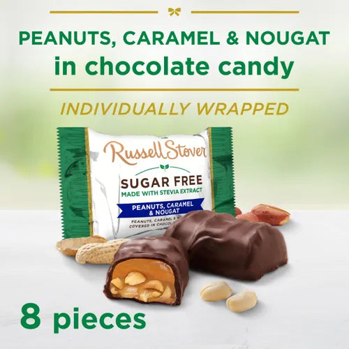 Russell Stover Chocolates Sugar Free Peanut Caramel and Nougat Mini Chocolate Candies, 4.7 oz bag