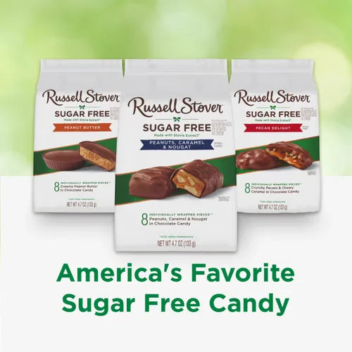 Russell Stover Chocolates Sugar Free Peanut Caramel and Nougat Mini Chocolate Candies, 4.7 oz bag