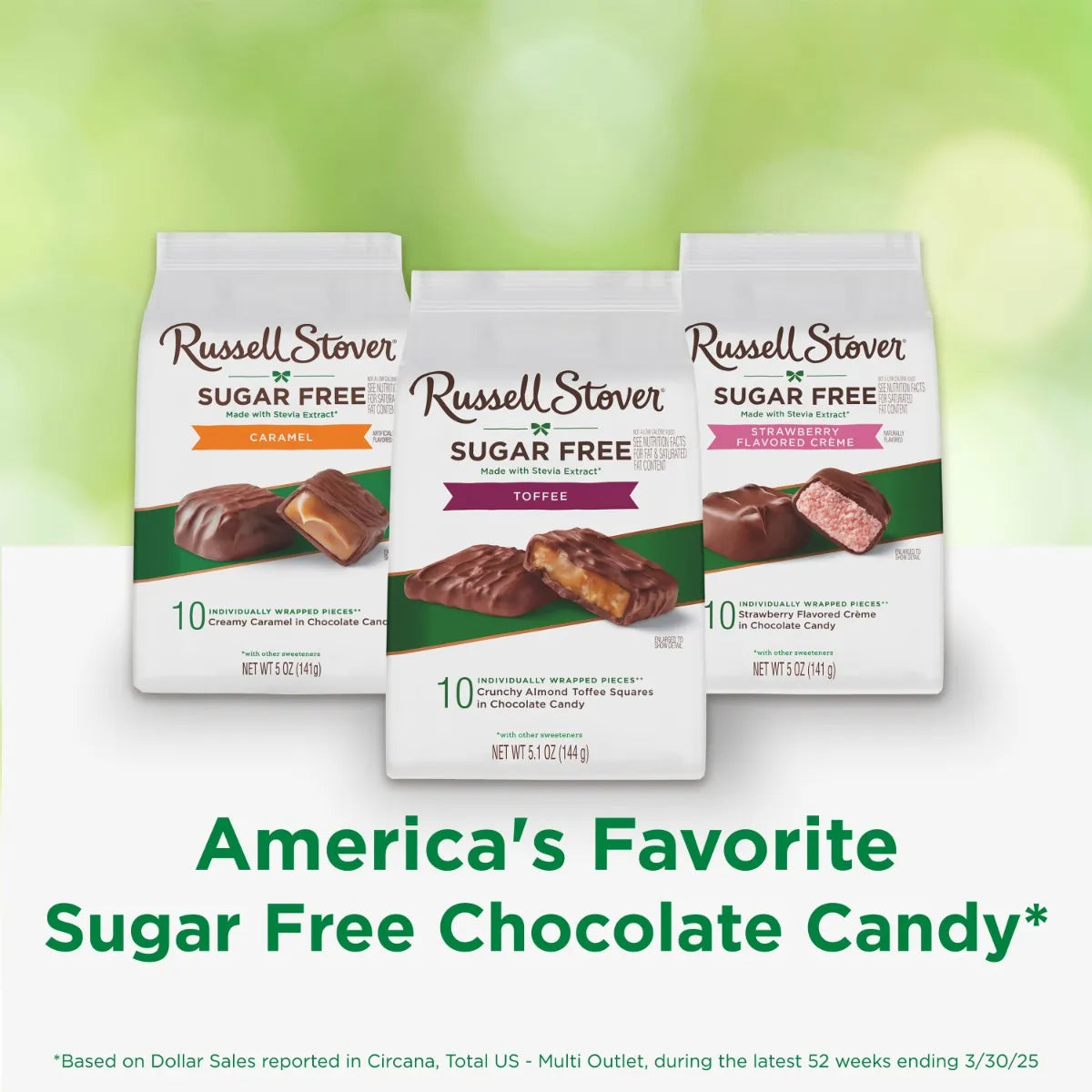 Russell Stover Chocolates Sugar Free Toffee Squares Mini Chocolate Candies, 5.1 oz bag