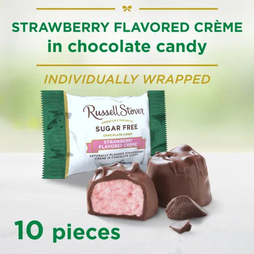 Russell Stover Chocolates Sugar Free Strawberry Crème Mini Chocolate Candies, 5 oz bag