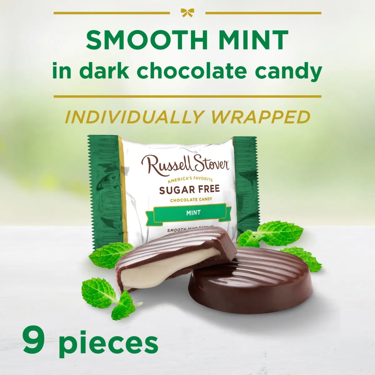 Russell Stover Chocolates Sugar Free Dark Chocolate Mint Patties Mini Candies, 4.5 oz bag