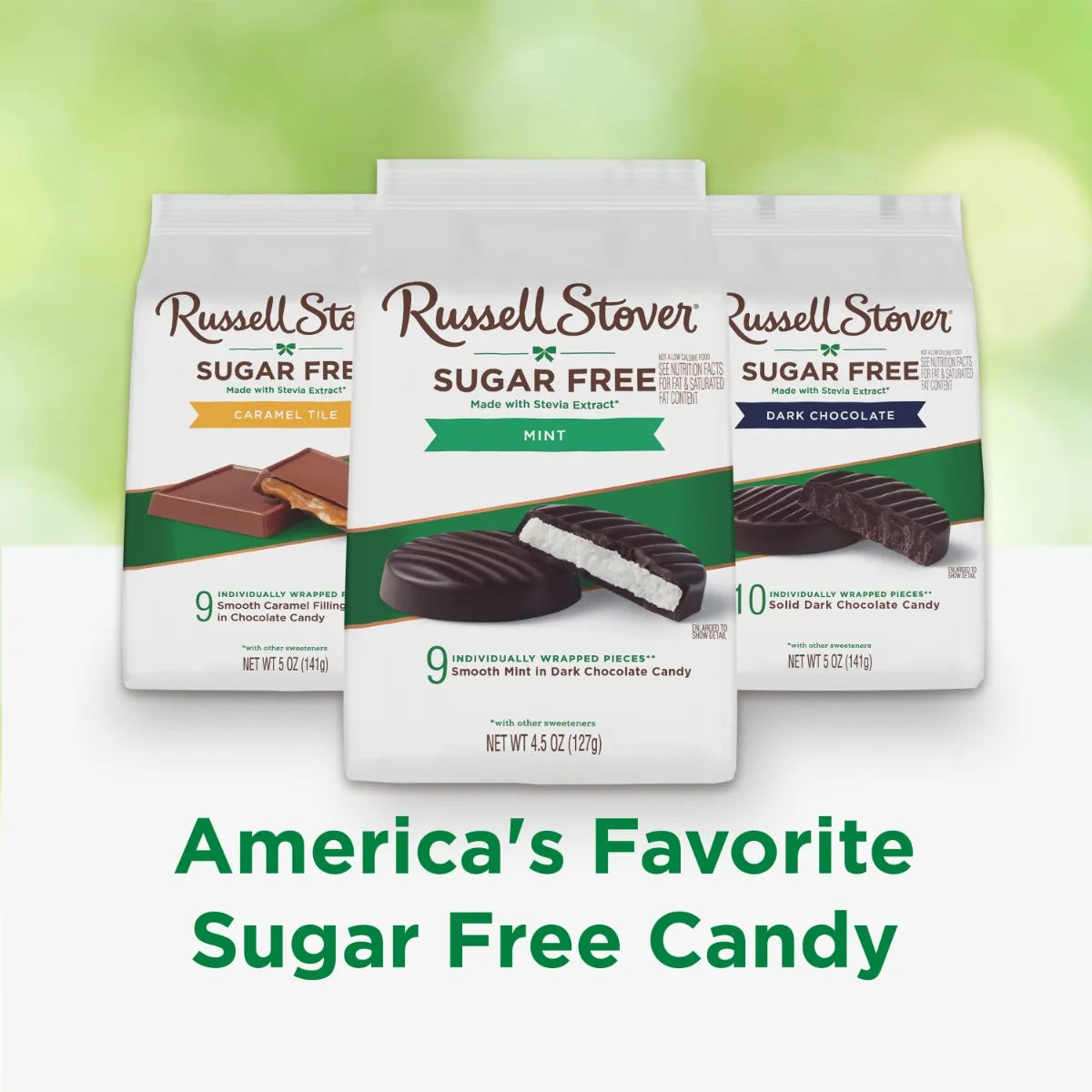 Russell Stover Chocolates Sugar Free Dark Chocolate Mint Patties Mini Candies, 4.5 oz bag