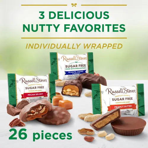 Russell Stover Chocolates Sugar Free Assorted Chocolate Candy with Nuts, 15.5 oz bag