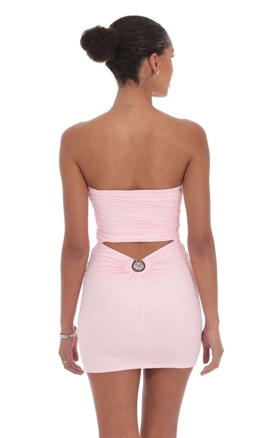 Lucy In The Sky Shell Embellished Bodycon Dress in Pink