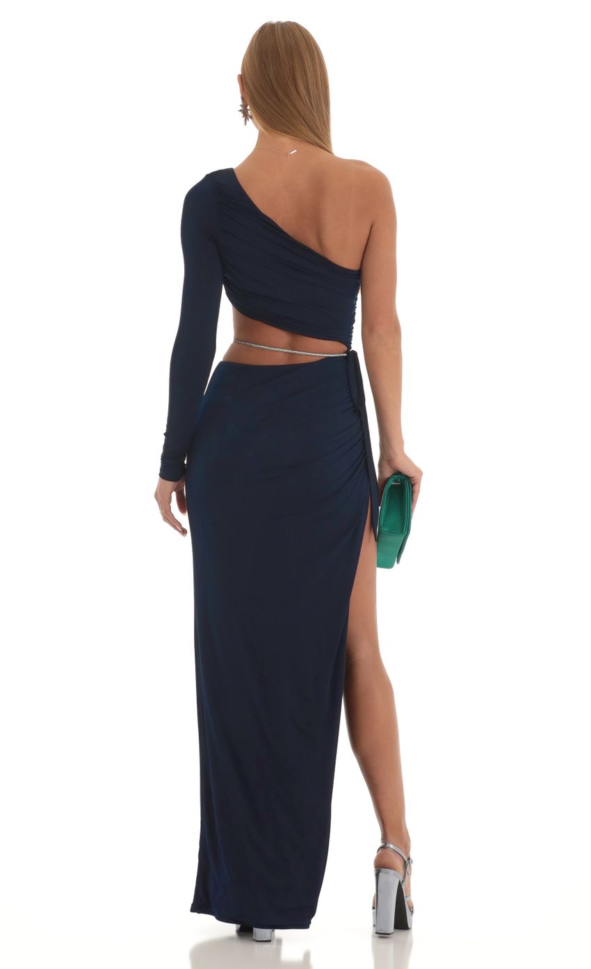 Lucy in the Sky Rhinestone Maxi Dress in Navy