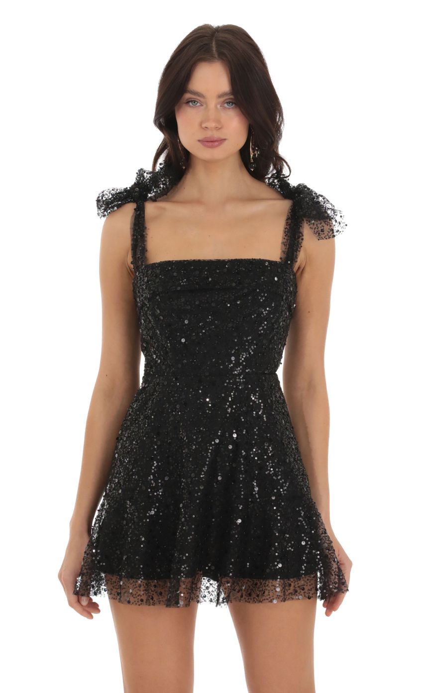 Lucy In The Sky Sequin Mini Dress in Black
