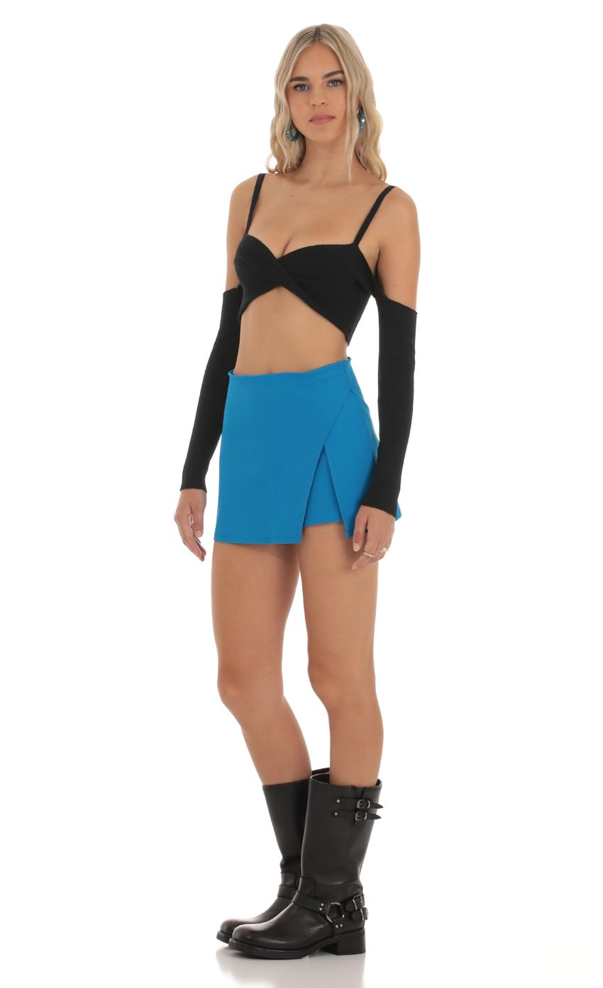Lucy in the Sky Side Slit Skort in Blue