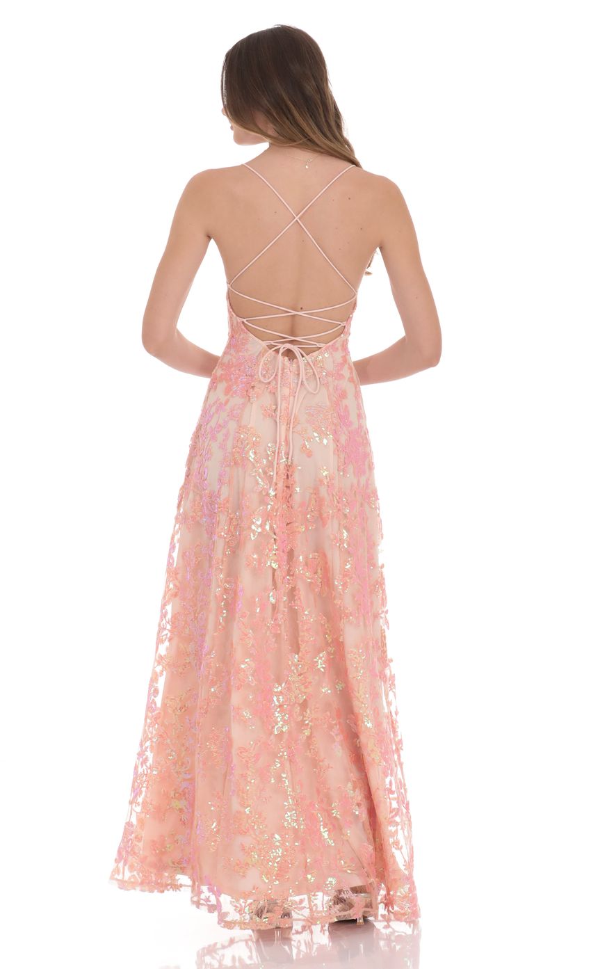 Lucy In The Sky Sequin Embroidered Maxi Dress in Pink