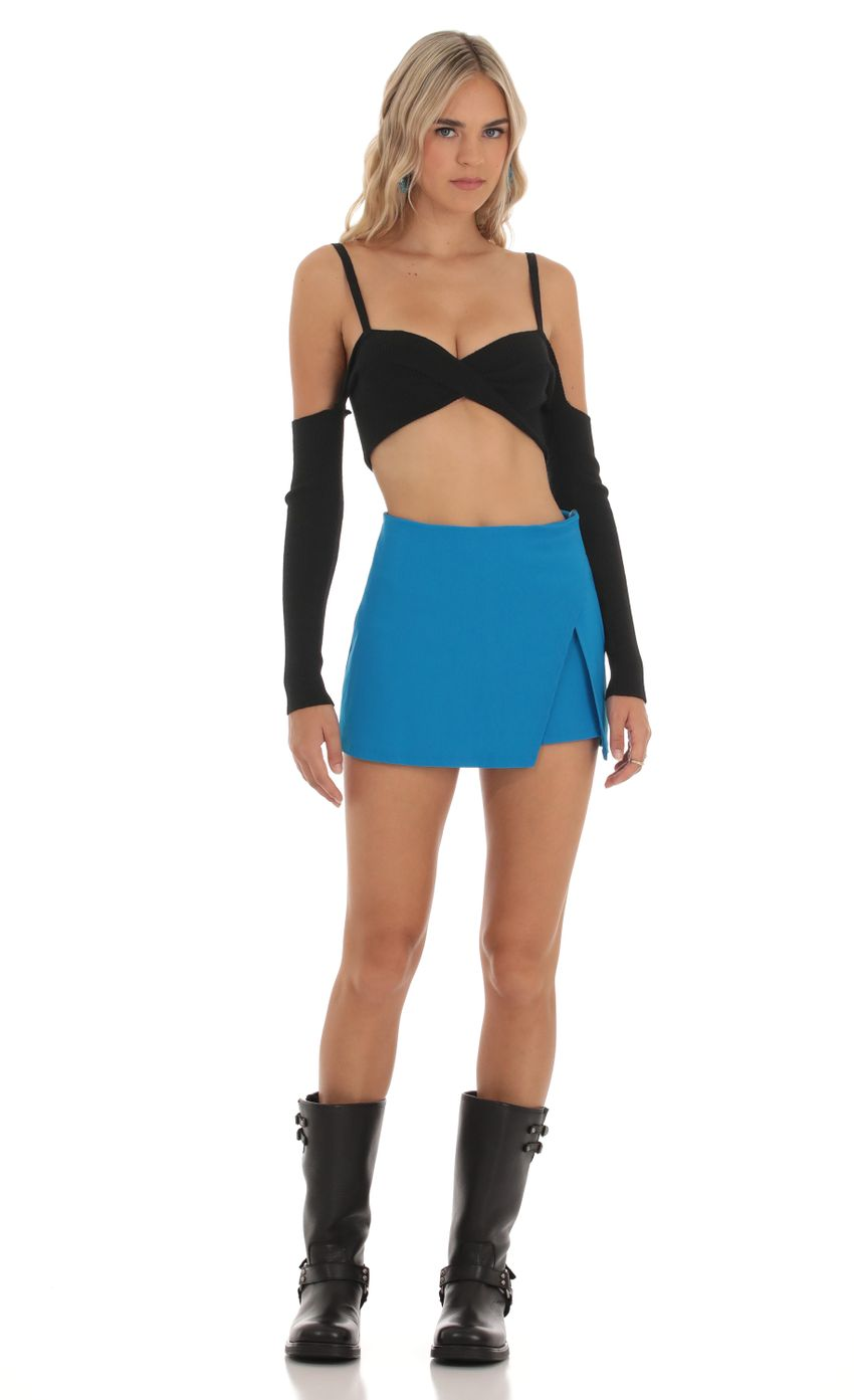 Lucy in the Sky Side Slit Skort in Blue