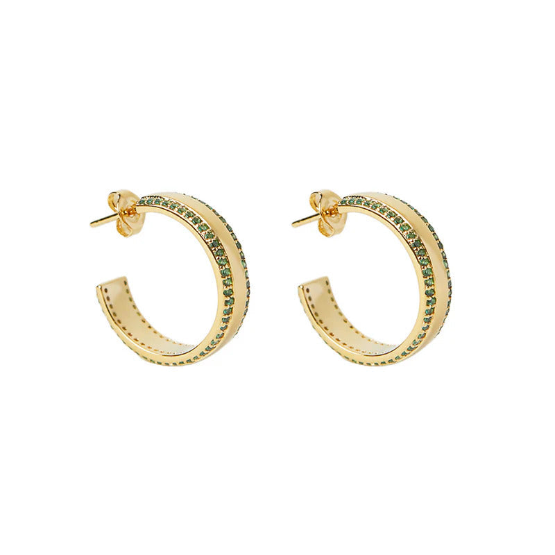 ARGENTO VIVO THE GREEN CZ HOOP