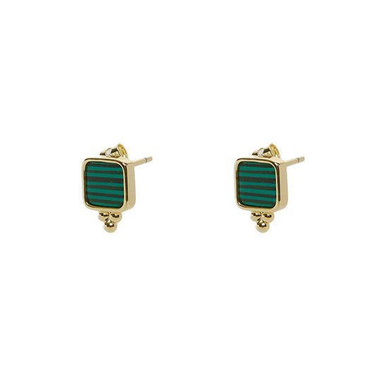 ARGENTO VIVO THE MALACHITE SQUARE STUD