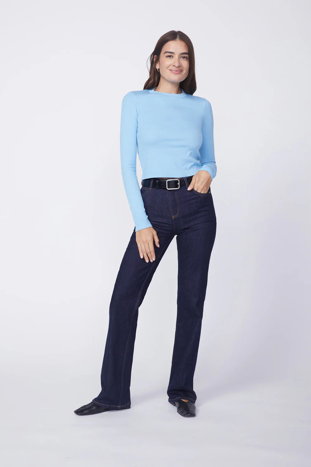BAILEY/44 Women's Stateside 2X1 Rib Long Sleeve Scoop Top in Olympic Blue