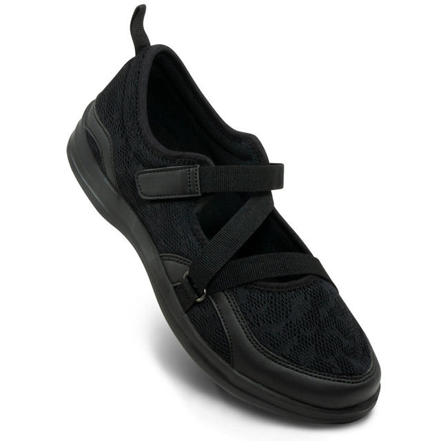 Apexfoot Women's Orthopedic Mesh Mary Jane Casual Shoe - Black