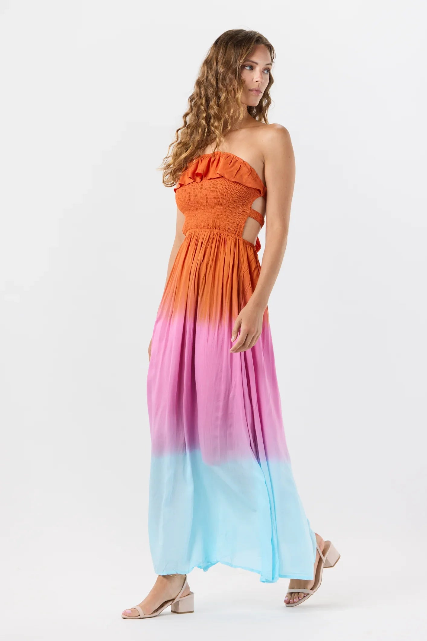 Tiare Hawaii Andy Maxi Dress - Rust Pink Sky Ombre