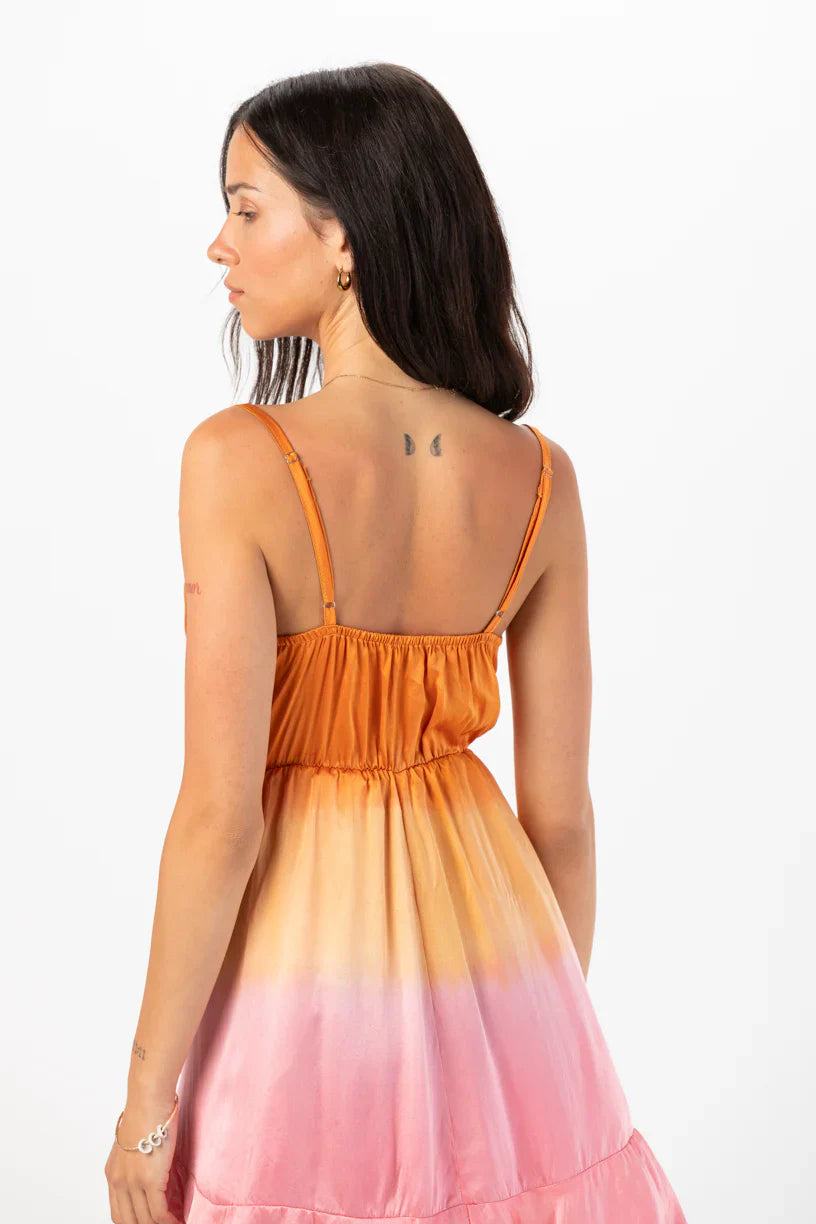 Tiare Hawaii Aura Silk Mini Dress - Rust Pink Ombre