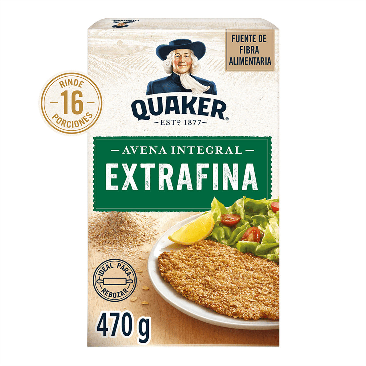 Pampa Direct Quaker Avena Integral Extra Fina Whole Oats Ideal for Milanesas & Rebozados, 470 g / 16.57 oz