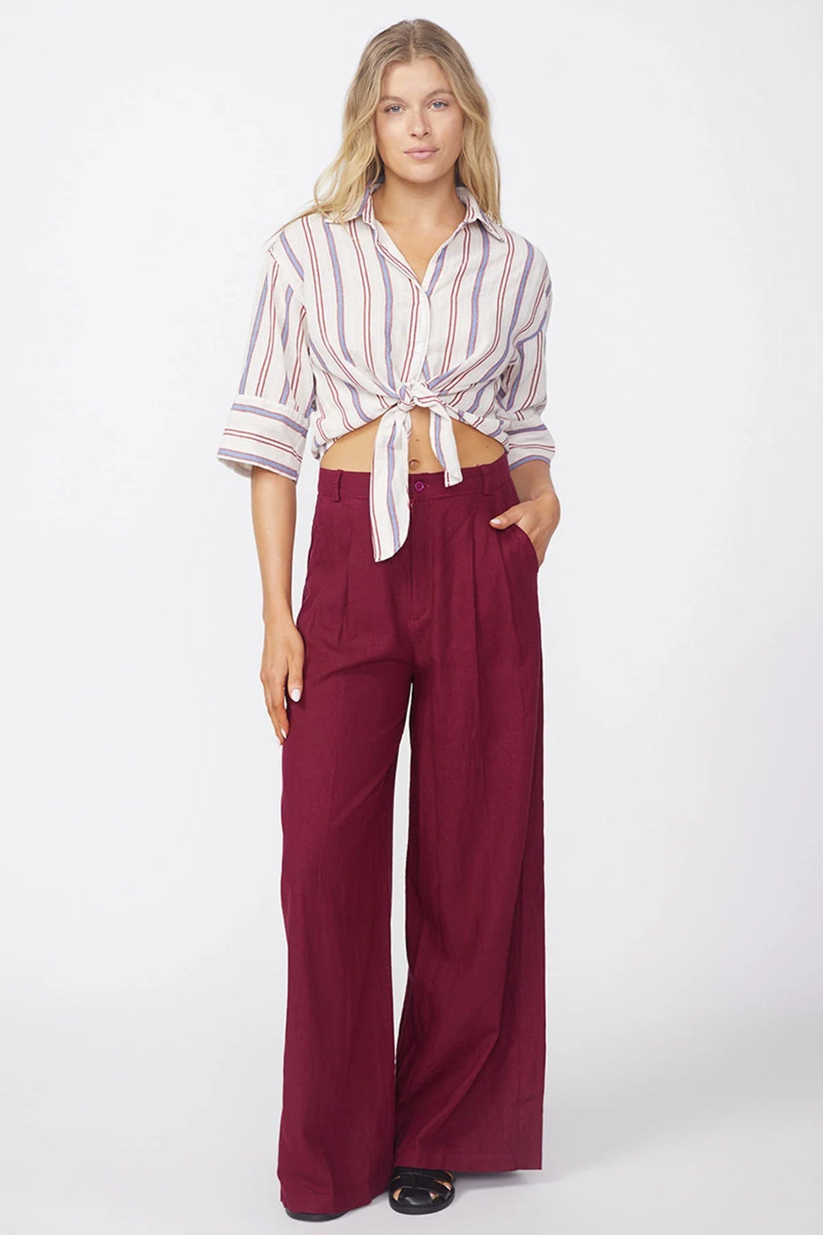 BAILEY/44 Women's Stateside Linen Wide Leg Trouser