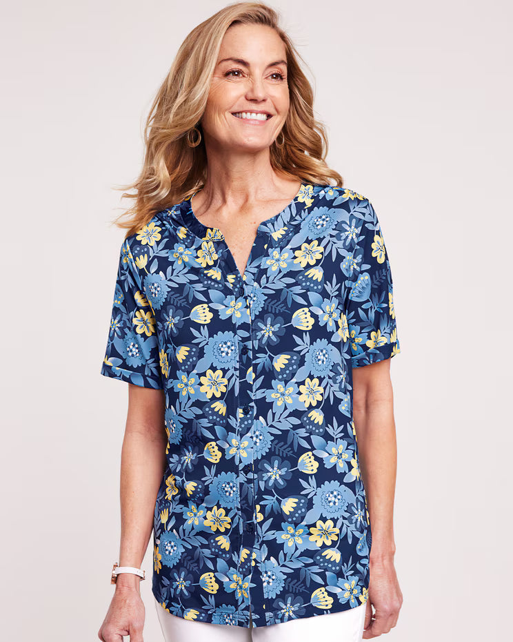 BLAIR Women’s Button Front Knit Blouse (Women Plus) - x3