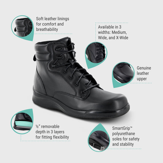 Apexfoot Men's Biomechanical Lace-Up Work Boot - Black