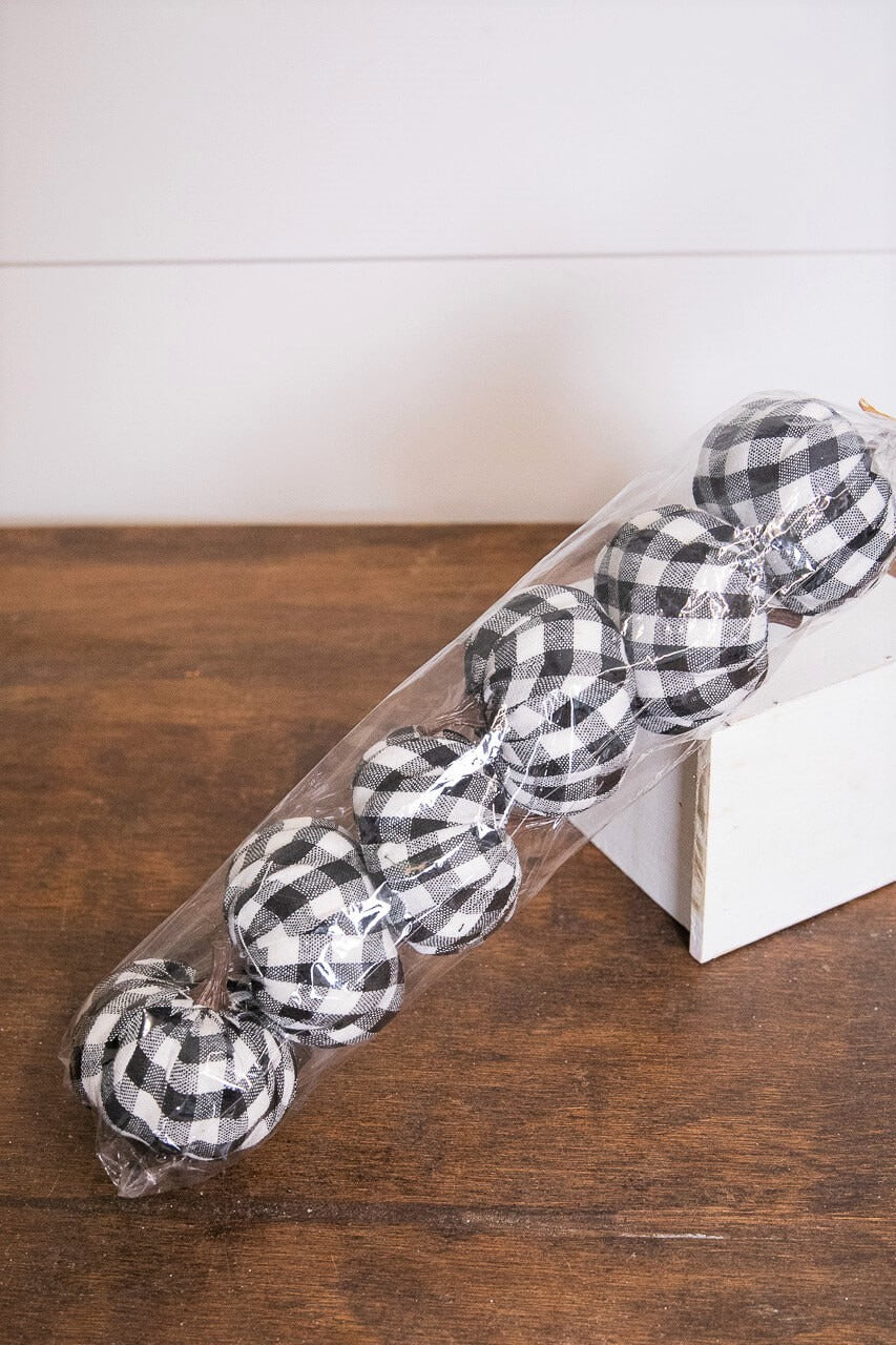 Decorator's Warehouse 3” Fabric Black Plaid Pumpkin - Set of 6
