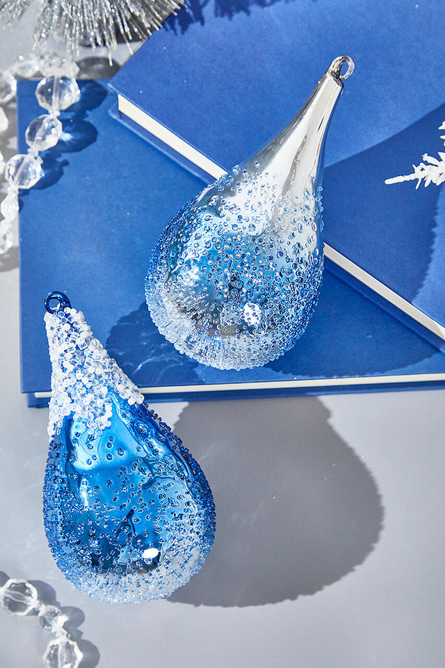 Decorator's Warehouse 6” Blue Glass Drop Ornament