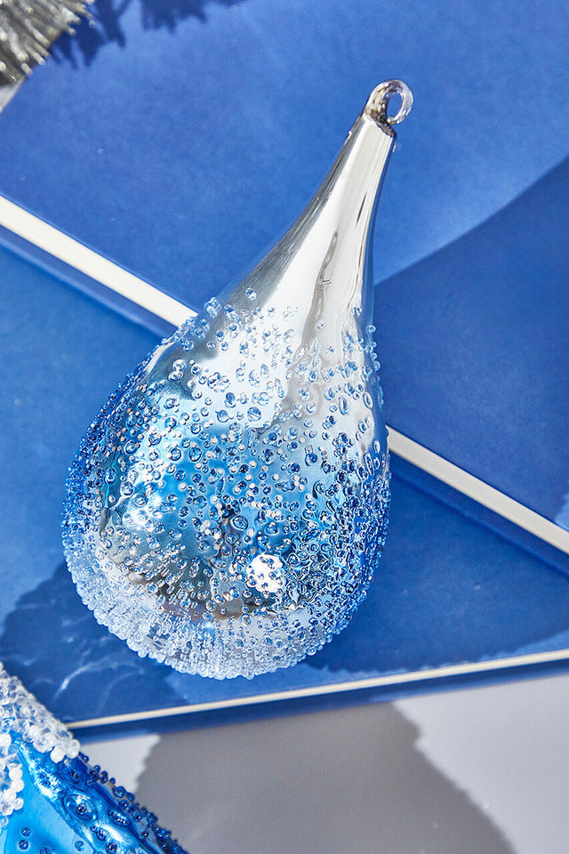 Decorator's Warehouse 6” Blue Glass Drop Ornament