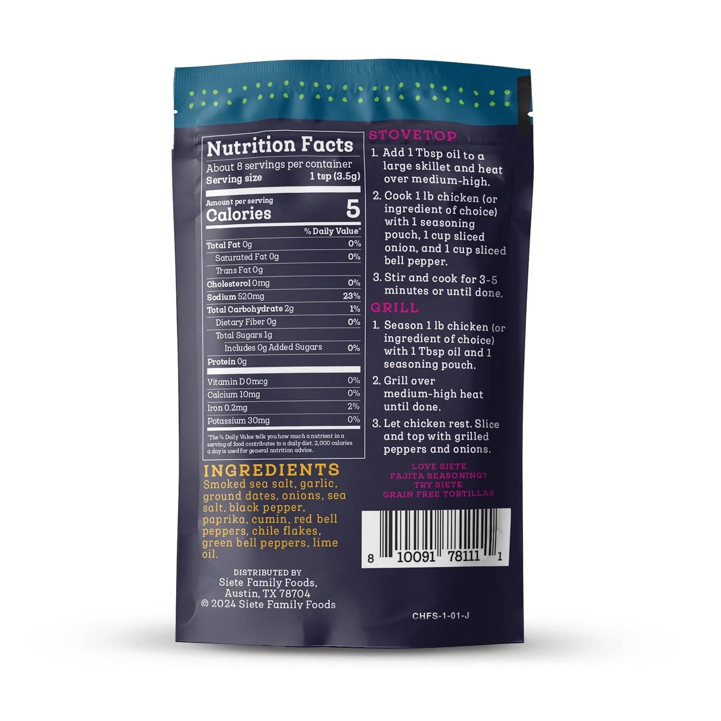Siete Foods Chicken Fajita Seasoning - 6 pack