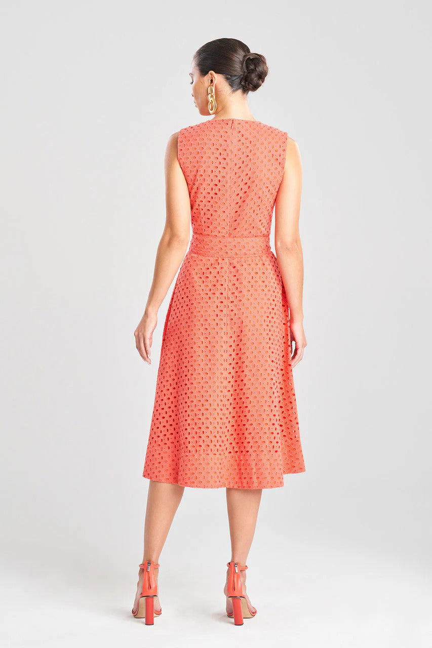 Natori Cotton Eyelet Belted Dress
