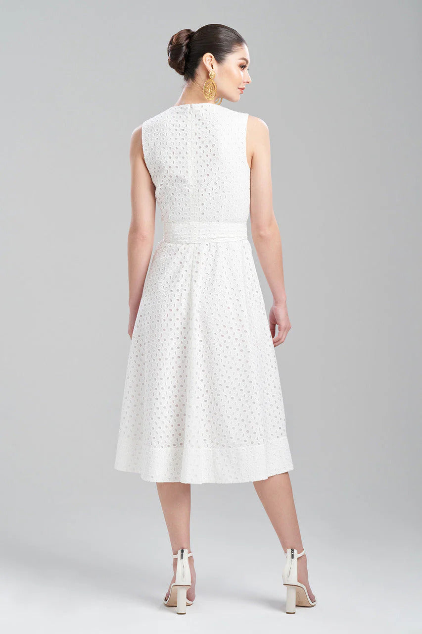 Natori Cotton Eyelet Belted Dress