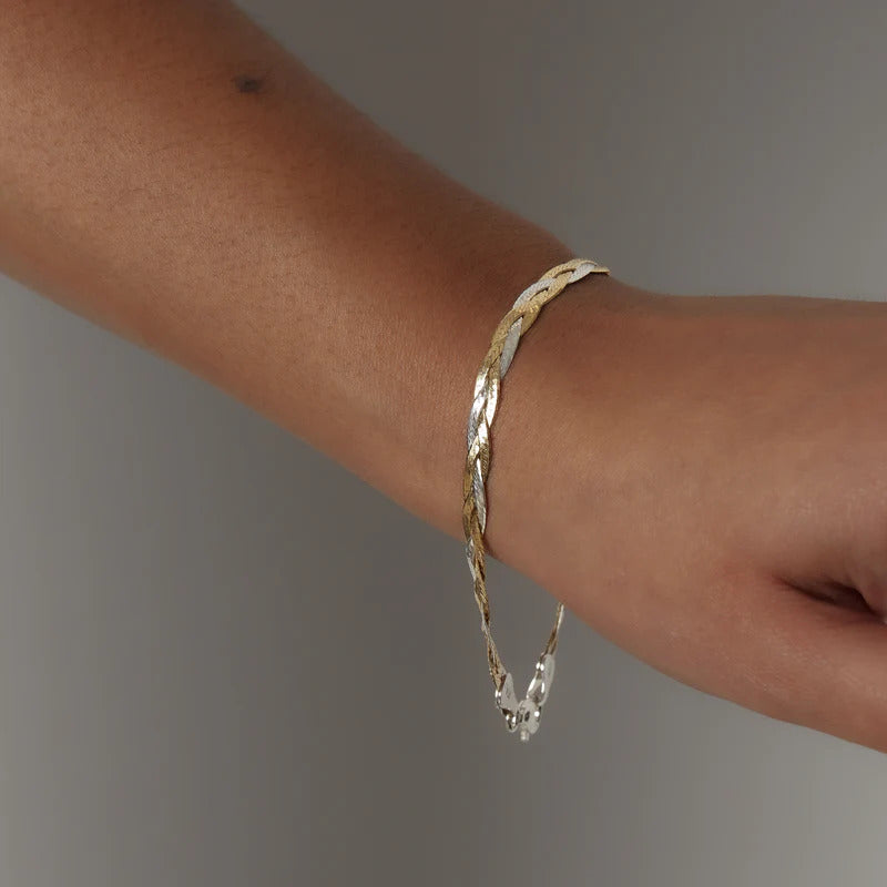 ARGENTO VIVO THE TWO TONE BRAIDED HERRINGBONE BRACELET