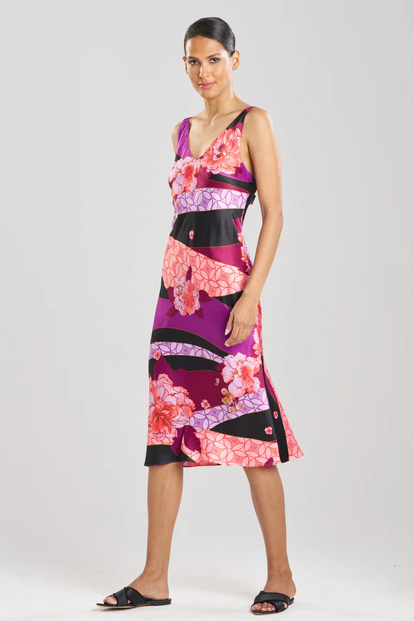 Natori Floral Tapestry Satin Gown