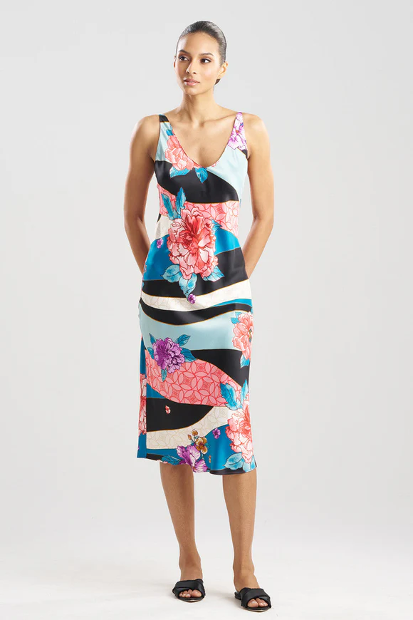 Natori Floral Tapestry Satin Gown