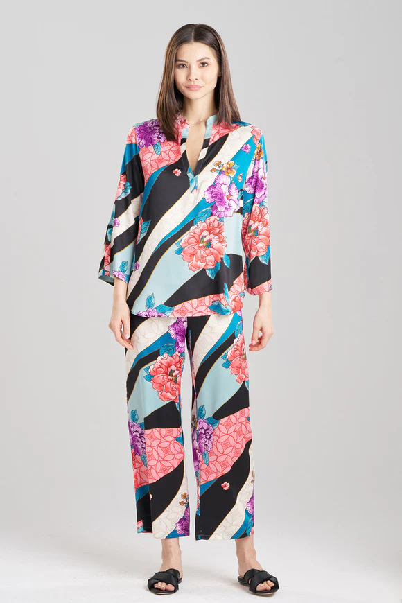 Natori Floral Tapestry Satin Mandarin PJ