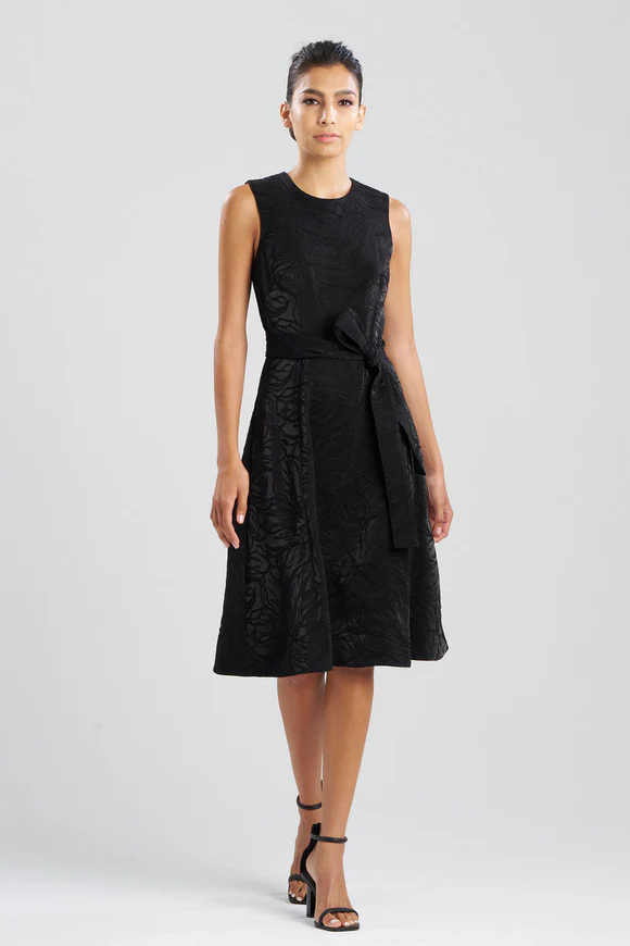 Natori Fluid Floral Jacquard Fit & Flare Dress