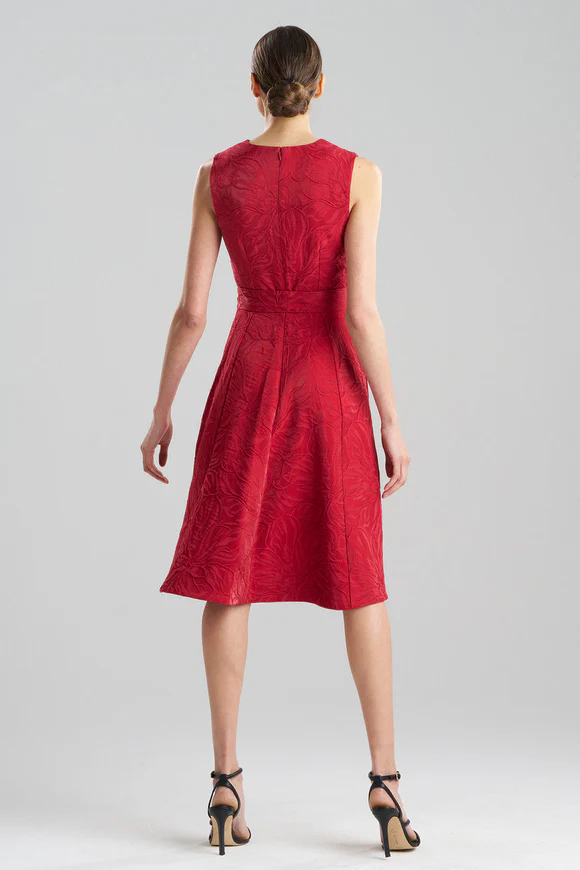 Natori Fluid Floral Jacquard Fit & Flare Dress