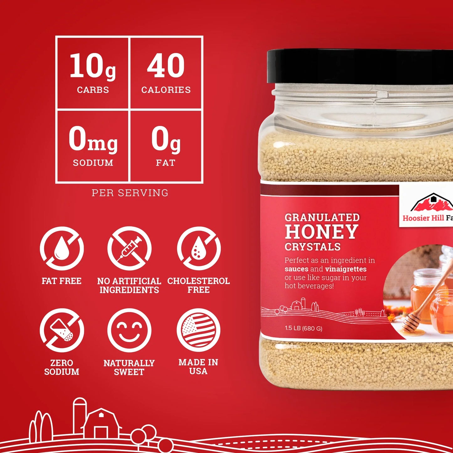 Hoosier Hill Farm Granulated Honey Crystals 25lb