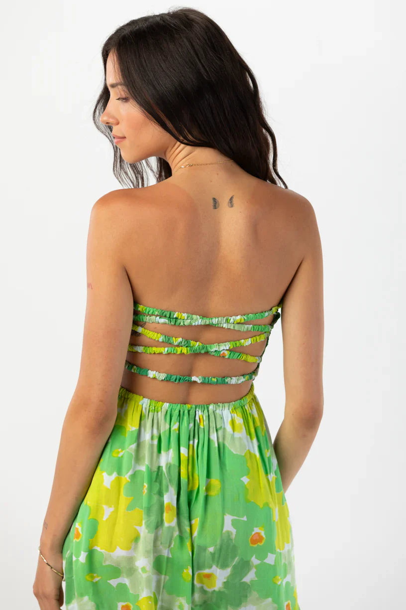 Tiare Hawaii Hoku Mini Dress - Watercolor Dreams Green