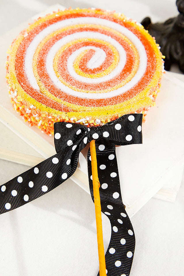 Decorator's Warehouse 23" x 5" Orange and White Lollipop Spray