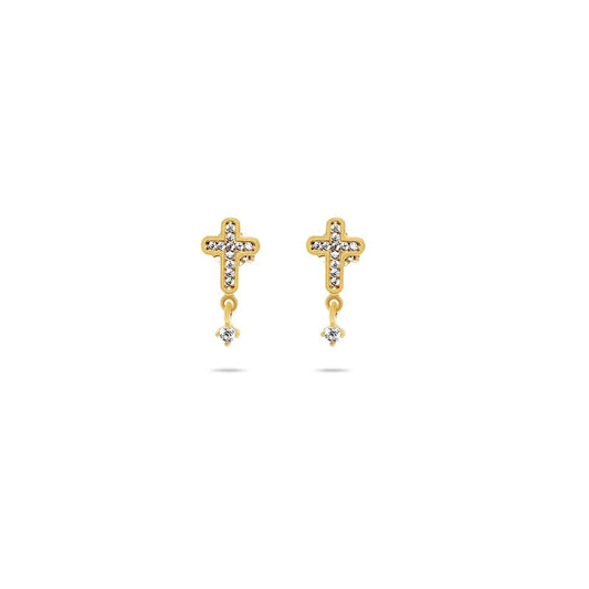 ARGENTO VIVO THE PAVE CROSS DROP STUD