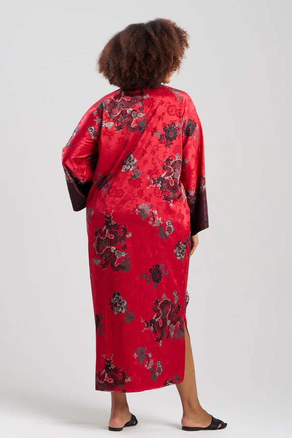 Natori Imperial Dragon Jacquard Zip Caftan