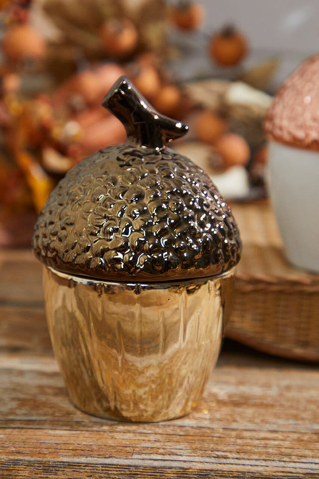 Decorator's Warehouse Large Top Ceramic Metallic Acorn Container